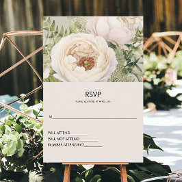 Elegante White Blume Bouquet RSVP Karte