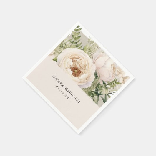 Elegante White Blume Bouquet Serviette (Ecke)