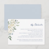 Elegante White Blume Dusty Blue Wedding Details Einladung (Vorne/Hinten)
