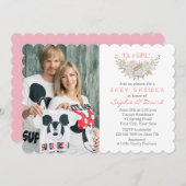 Elegante White Blume Foto Babydusche Einladung (Vorne/Hinten)