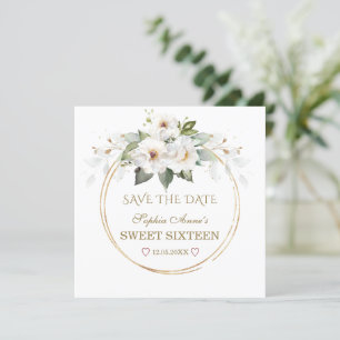 Elegante White Blume Gold 16 . Geburtstag Save The Date