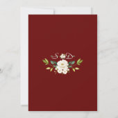 Elegante White Blume Gold Burgundy Wedding Einladung (Rückseite)