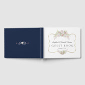 Elegante White Blume Gold Navy Blue Wedding Gästebuch (Voll)