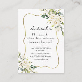 Elegante White Blume Gold Navy Hochzeitsdetails Begleitkarte