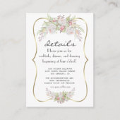 Elegante White Blume Gold Navy Hochzeitsdetails Begleitkarte (Vorderseite)