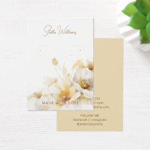 Elegante White Blume Hoop Earring Display Card