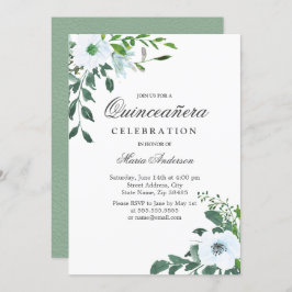 Elegante White Blume Quinceanera Party Einladung
