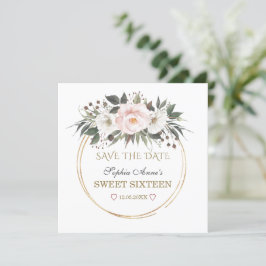 Elegante White Blush Blume Gold 16 . Geburtstag Save The Date