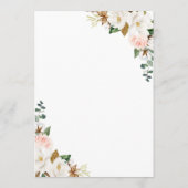 Elegante White & Blush Pink Magnolia Blumenzehen Menükarte (Rückseite)