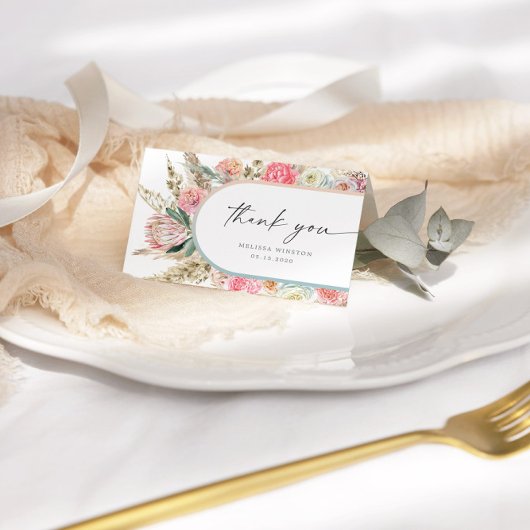 Elegante White Bohemisch Floral Dankeschön Karte