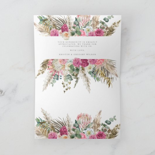 Elegante White Bohemisch Floral Dankeschön Karte (Innenseite)