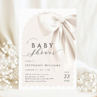 Elegante White Bow Baby Shower