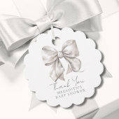 Elegante White Bow Baby Shower Geschenkanhänger