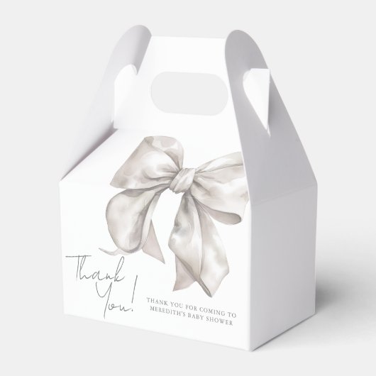 Elegante White Bow Baby Shower Geschenkschachtel (Vorderseite)