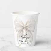 Elegante White Bow Baby Shower Pappbecher (Vorderseite)