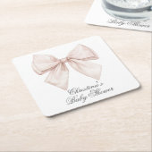 Elegante White Bow Baby Shower Rechteckiger Pappuntersetzer (angewinkelt)