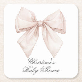 Elegante White Bow Baby Shower Rechteckiger Pappuntersetzer