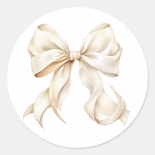 Elegante White Bow Baby Shower Runder Aufkleber (Vorderseite)
