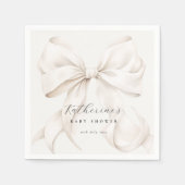 Elegante White Bow Baby Shower Serviette (Vorderseite)