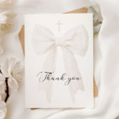 Elegante White Bow-Taufe Dankeskarte