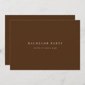 Elegante White & Brown Bachelor Party Einladung (Vorne/Hinten)