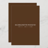 Elegante White & Brown Bachelorette Wochenendkarte Einladung (Vorne/Hinten)
