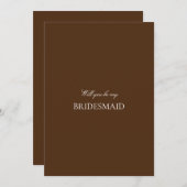 Elegante White & Brown Bridesmaid-Vorschlagskarte Save The Date (Vorne/Hinten)