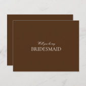 Elegante White & Brown Bridesmaid-Vorschlagskarte Save The Date (Vorne/Hinten)