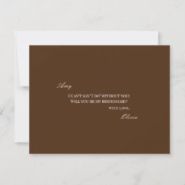 Elegante White & Brown Bridesmaid-Vorschlagskarte Save The Date
