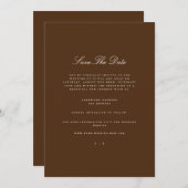 Elegante White & Brown Save the Date Card Ankündigung (Vorne/Hinten)