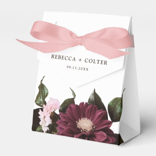 Elegante White Burgundy Floral Wedding Geschenkschachtel (Vorderseite)