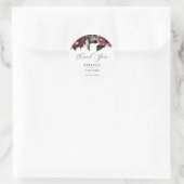Elegante White Burgundy Floral Wedding Runder Aufkleber (Tasche)