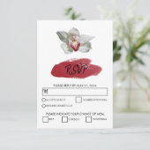 Elegante White Burgundy Orchid Wedding RSVP Cards Karte (Stehend Vorderseite)