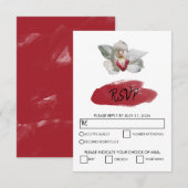 Elegante White Burgundy Orchid Wedding RSVP Cards Karte (Vorne/Hinten)