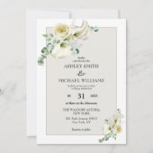 Elegante White Calla Lily & Eucalyptus Wedding Einladung (Vorderseite)