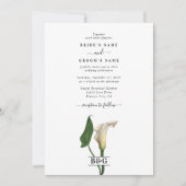 Elegante White Calla Lily Grüne Botanische Hochzei Einladung (Vorderseite)