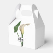 Elegante White Calla Lily Grüne Botanische Hochzei Geschenkschachtel (Rückseite)
