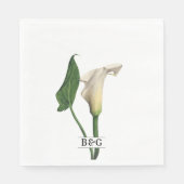 Elegante White Calla Lily Grüne Botanische Hochzei Serviette (Vorderseite)