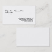 Elegante White Calligraphic Standard Business Card Visitenkarte (Vorne/Hinten)