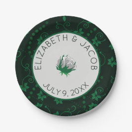 Elegante White Camellia Wedding Pappteller