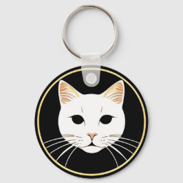Elegante White Cat Illustration Schlüsselanhänger