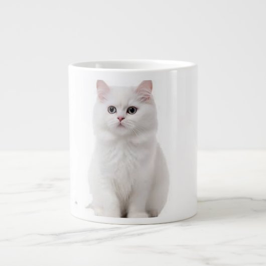 Elegante White Cat Keramik Tasse (Vorderseite)