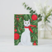 Elegante White Cat Weihnachten (Stehend Vorderseite)