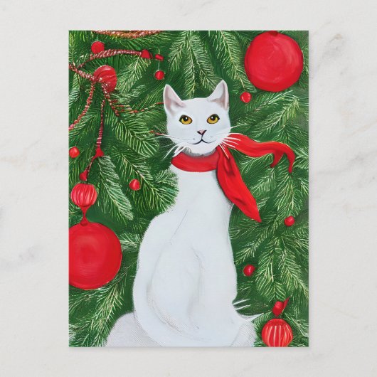 Elegante White Cat Weihnachten (Vorderseite)