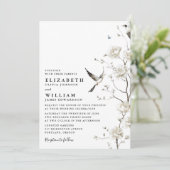 Elegante White Chinoiserie Blumenzettel Einladung (Stehend Vorderseite)