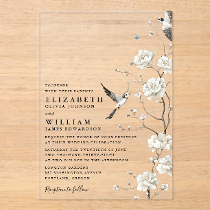 Elegante White Chinoiserie Rodelbahn Acryleinladungen
