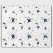 Elegante White Christmas Blue Stars Geschenkpapier (Flach)