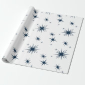 Elegante White Christmas Blue Stars Geschenkpapier (Ungerollt)