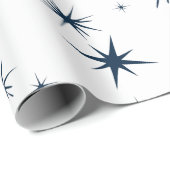 Elegante White Christmas Blue Stars Geschenkpapier (Rolleneckpunkt)
