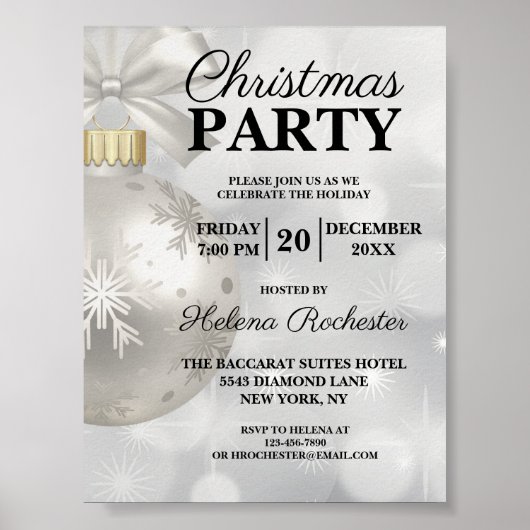 Elegante White Christmas Holiday Party Poster (Vorne)